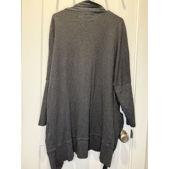 Pact Cardigan Womens Large/XL Gray Long Line Open Pockets Organic Cotton Beachy - Picture 2 of 5